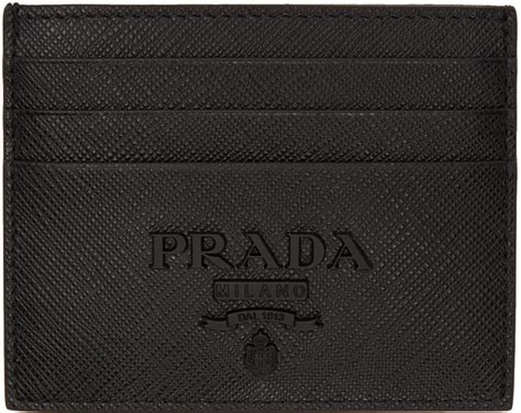 prada cardholder ssense|Prada: Black Logo Card Holder .